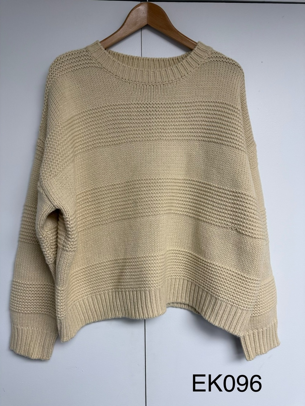 Grey Bandit Cream Textured Oversized Wool Blend Knit Sweater M